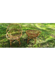 Paire de fauteuils rotin vintage 2