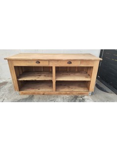Comptoir bar ilot central en pin deux tiroirs 2